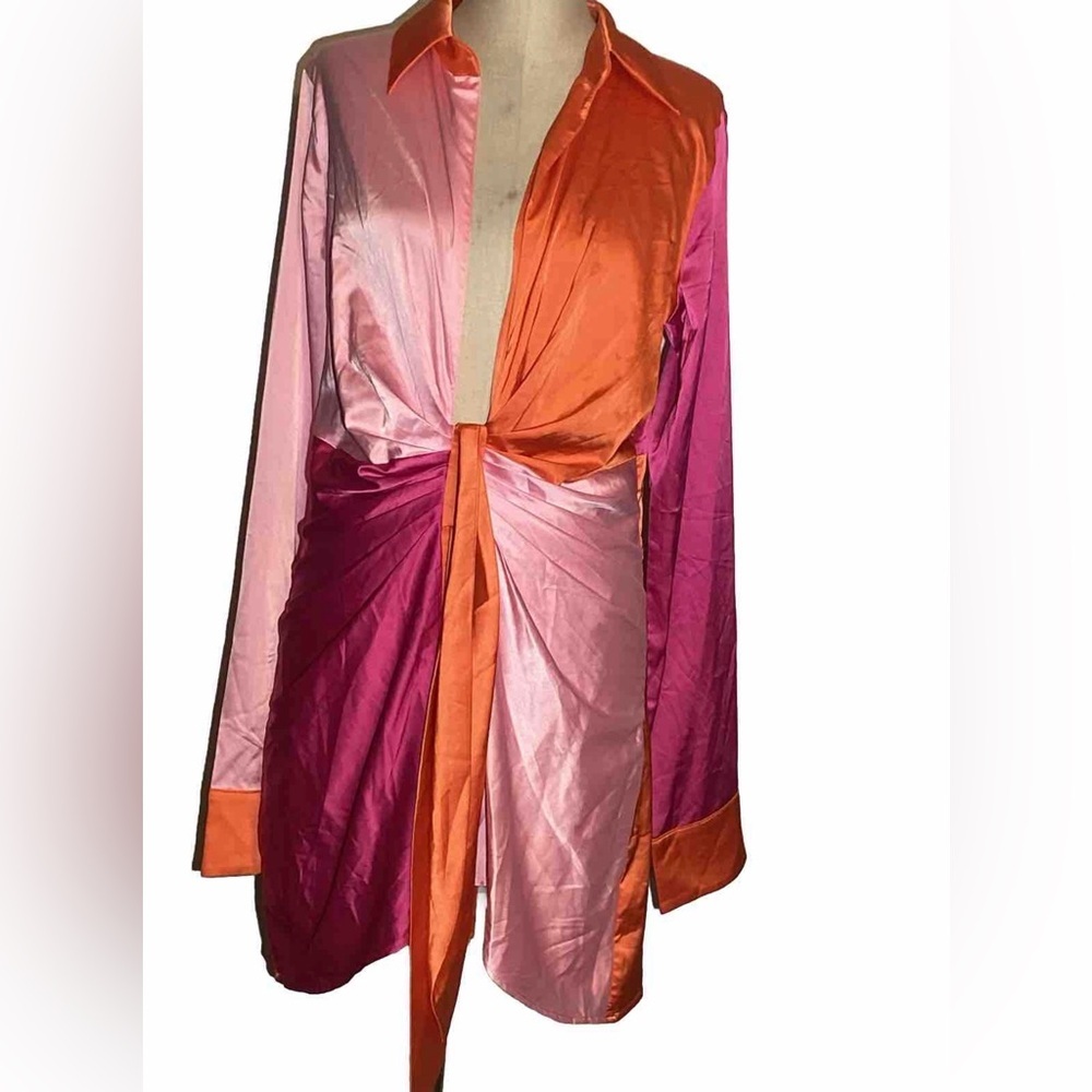 Fashion Nova color block satin mini dress size XL - Picture 2 of 8